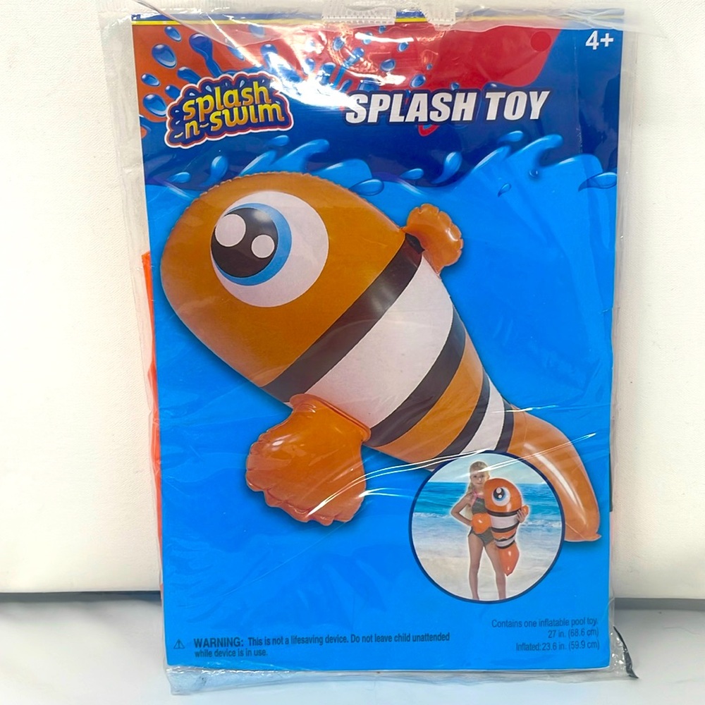 New Splash N Swim Inflatable Clown Fish 27”